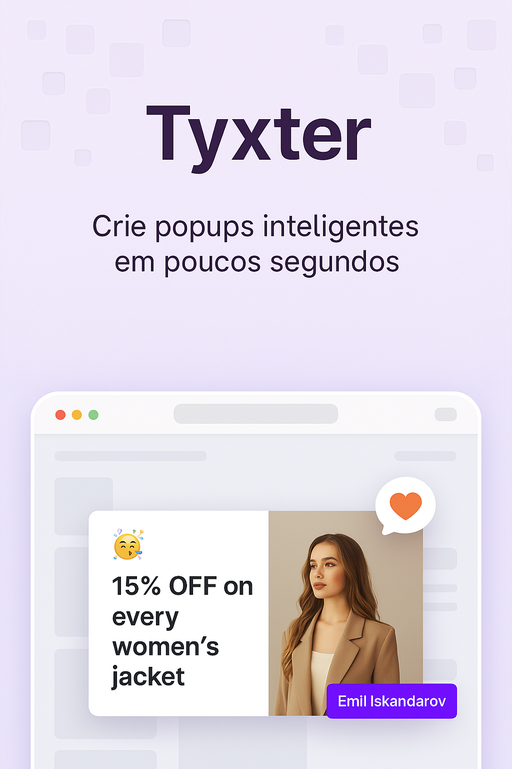 Exemplo de um popup na Tyxter